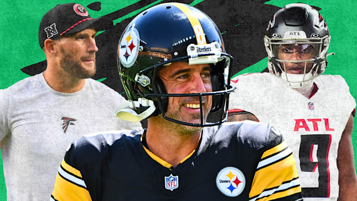 Kirk Cousins (L), Aaron Rodgers (M), Michael Penix Jr. (R)