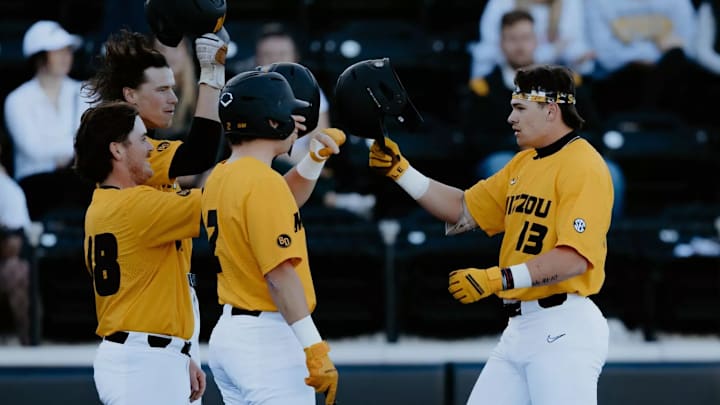 Freshman outfielder Brady Picarelli celebrates with his teammates. Freshman outfielder Brady Picarelli celebrates with his teammates.