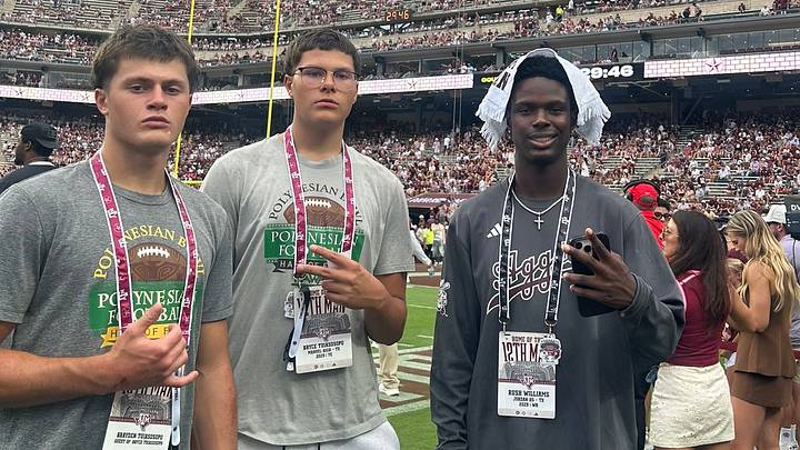 Bryce Tuiasosopo, center, visits Texas A&M. Bryce Tuiasosopo, center, visits Texas A&M.