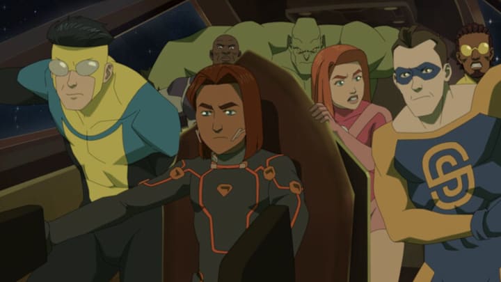 Steven Yeun (Mark Grayson), Khary Payton (Black Samson), Ross Marquand (Robot), Gillian Jacobs (Atom Eve), Ben Schwartz (Shapesmith), Jay Pharaoh (Bulletproof)