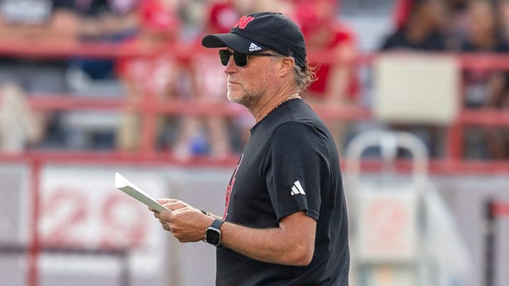 Nebraska offensive coordinator Dana Holgorsen overlooks the offense at the Big Red Preview.