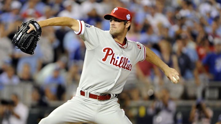National League pitcher Cole Hamels of the Philadelphia Phillies throws a pitch during the seventh inning of the 2012 All-Star Game.