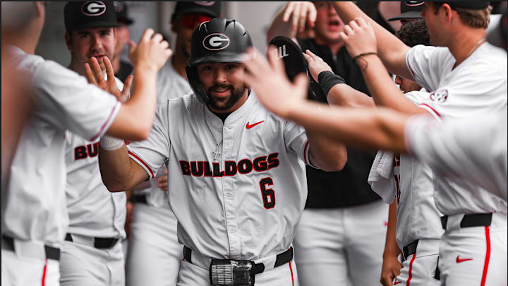 Georgia catcher and outfielder Corey Collins (6) during Georgia’s game against Vanderbilt at Foley Field in Athens, Ga., on Saturday, May 04, 2024. (Kari Hodges/UGAAA) Georgia catcher and outfielder Corey Collins (6) during Georgia’s game against Vanderbilt at Foley Field in Athens, Ga., on Saturday, May 04, 2024. (Kari Hodges/UGAAA)