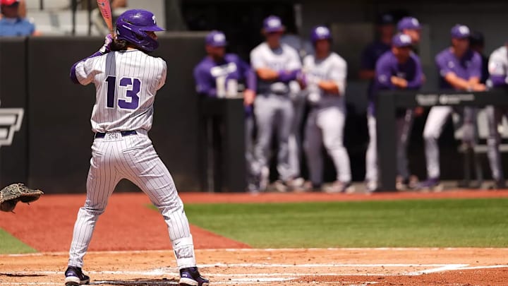 TCU outfielder Sam Myers takes his bat during Saturday's loss to UCF. Despite going 1-3 last week, the Horned Frogs remain ranked in two polls this week. 