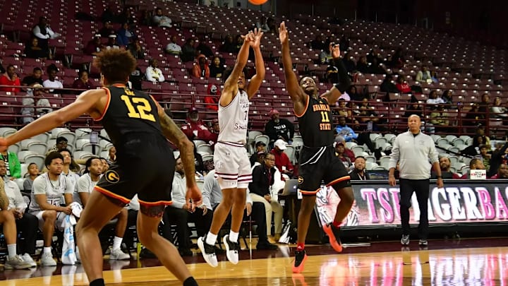 Zaire Hayes - Texas Southern Guard after the Tigers defeated Grambling State University at H&PE Arena in Houston, TX on Jan. 6, 2025.