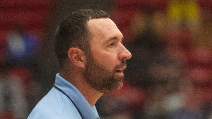Ponte Vedra Head Basketball Coach Ben Wilson instructs his players against Dwyer during their FHSAA Boys 6A Championship basketball game at The RP Funding Center in Lakeland Saturday. March 4, 2023. Ponte Vedra Head Basketball Coach Ben Wilson instructs his players against Dwyer during their FHSAA Boys 6A Championship basketball game at The RP Funding Center in Lakeland Saturday. March 4, 2023.