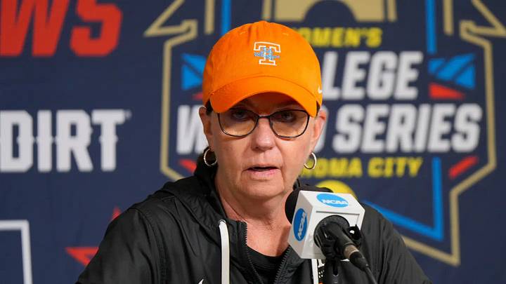 Coach Karen Weekly of Tennessee interviews during the Women’s College World Series (WCWS) media day at Devon Park in Oklahoma City, Wednesday, May 27, 2026. Coach Karen Weekly of Tennessee interviews during the Women’s College World Series (WCWS) media day at Devon Park in Oklahoma City, Wednesday, May 27, 2026.