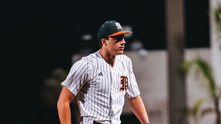 Miami Hurricanes pitcher AJ Ciscar against the Florida Gators
