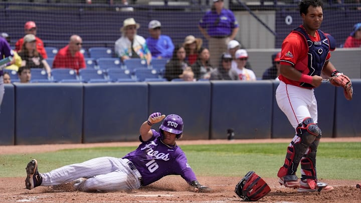 TCU DH Sawyer Strosnider in the Sunday game against Arizona. The Wildcats on the series against the Frogs and find themselves ranked in all five national polls this week. 