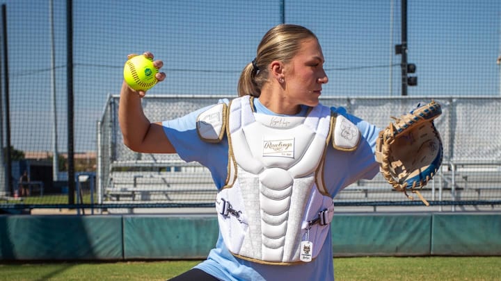 Former Oklahoma softball star Kinzie Hansen and Rawlings are releasing a new line of signature catcher's gear.