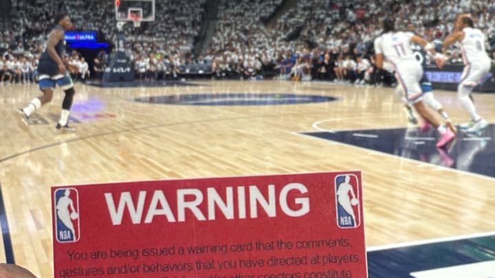 The warning card Josh Metellus received at the Wolves-Thunder game. 