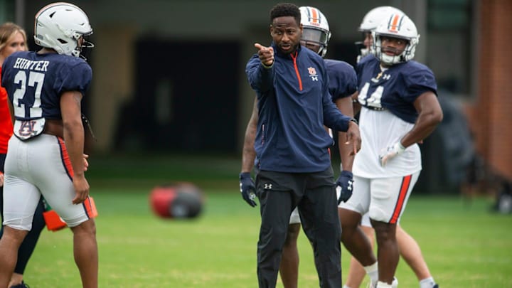 Auburn Tigers running backs coach Carnell \"Cadillac\" Williams during Auburn Tigers football
