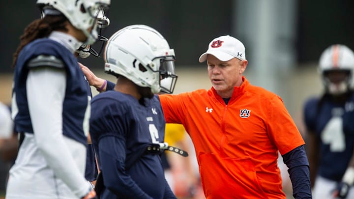 Auburn Tigers offensive coordinator Philip Montgomery during Auburn Tigers football practice at the Woltosz Football Performance Center at in Auburn, Ala., on Monday, April 3, 2023. Auburn Tigers offensive coordinator Philip Montgomery during Auburn Tigers football practice at the Woltosz Football Performance Center at in Auburn, Ala., on Monday, April 3, 2023.