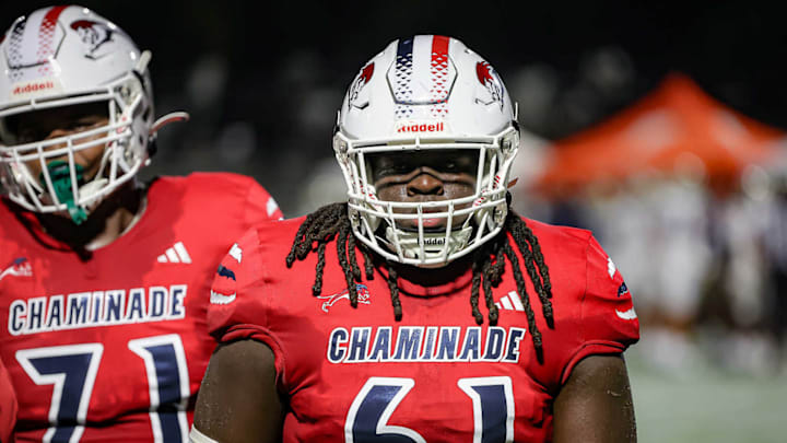 Chaminade-Madonna offensive linemen Damani Atkinson (right) and Ekeem Atehortua, along with their teammates, look to climb out from under an 0-2 start when they host American Heritage, in a battle of South Florida powers, Friday night.