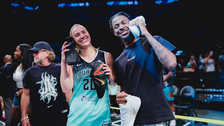 Sabrina Ionescu and Ja Morant swapped signature Nike sneakers.