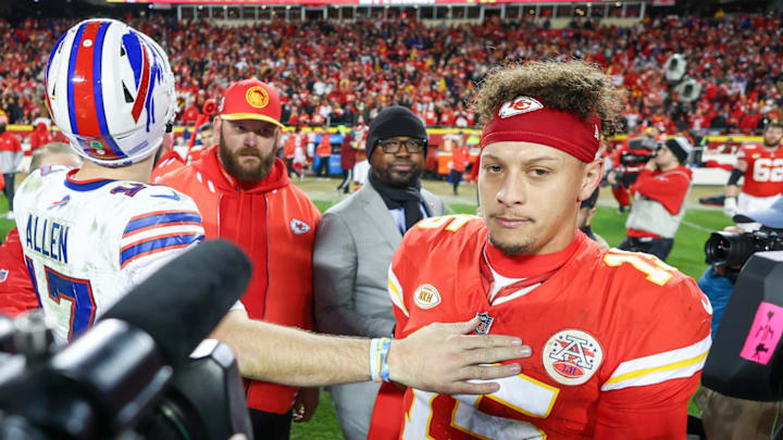 Patrick Mahomes and Josh Allen after the AFC championship.
