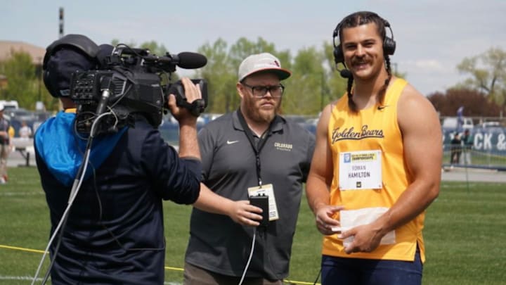 Cal's Rowan Hamilton conducts an interview. Cal's Rowan Hamilton conducts an interview.