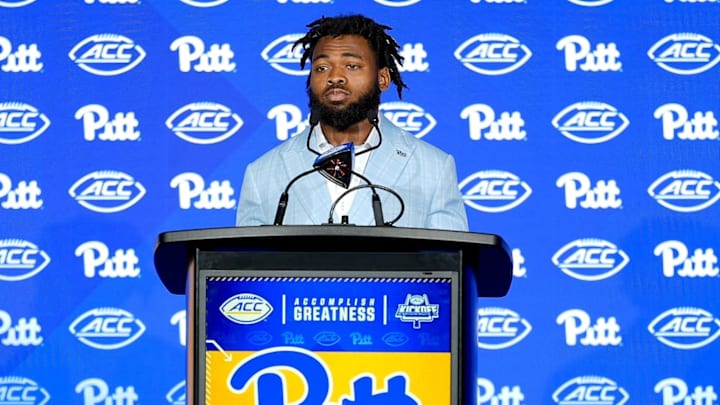 Jul 23, 2025; Charlotte, NC, USA; Pittsburgh running back Desmond Reid,answers questions from the media during ACC Media days at Hilton Charlotte Uptown. Mandatory Credit: Jim Dedmon-Imagn Images
