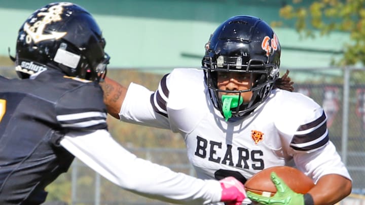 Clairton's Donte Wright carries the football during the Bears' win over Riverview in Oakmont last season. Wright was chosen to represent the West team in the PFSCA East-West All-Star game in May.