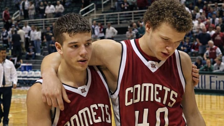 Jeremy File, a star point guard (left) for Hanover-Horton High School, led the team to a spot in the Class C state semifinals in 2003. Twenty-three years later he returned to the court ready to run it back one last time. Jeremy File, a star point guard (left) for Hanover-Horton High School, led the team to a spot in the Class C state semifinals in 2003. Twenty-three years later he returned to the court ready to run it back one last time.