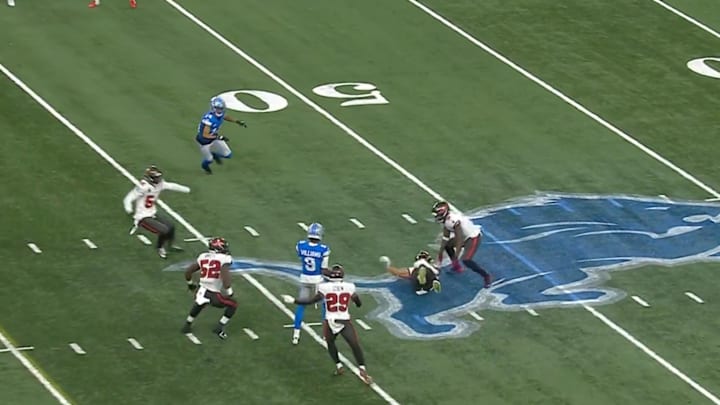 Goff threw an interception after officials missed his receiver being interfered with. Goff threw an interception after officials missed his receiver being interfered with.