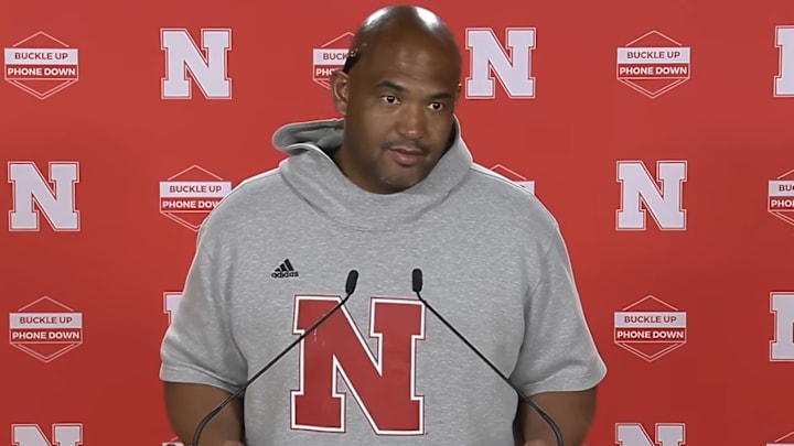 Nebraska football defensive coordinator Tony White takes reporters' questions four days before the Huskers' game at Indiana.