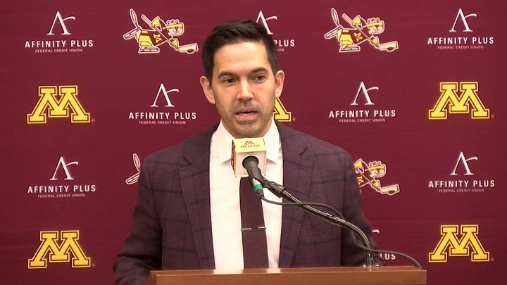 Gophers head coach Greg "Boom" May at his introductory press conference. Gophers head coach Greg "Boom" May at his introductory press conference.