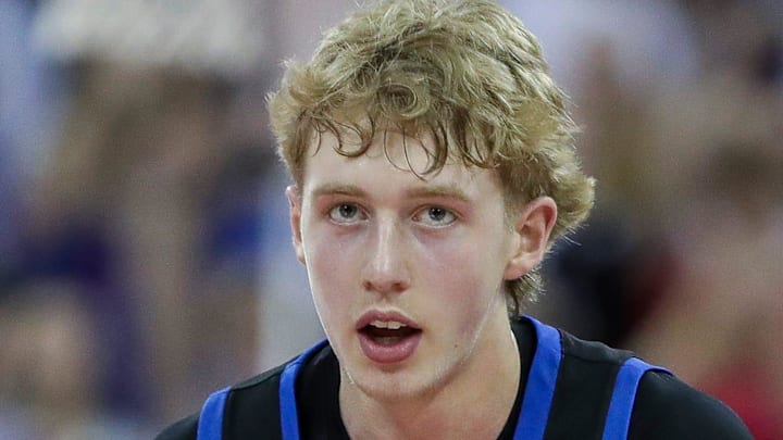 Wisconsin Lutheran High School's Kager Knueppel (1) reacts after hitting a 3-pointer against Appleton North High School during a Division 1 semifinal game at the WIAA state boys basketball tournament on Friday, March 20, 2026, at the Kohl Center in Madison, Wis. Wisconsin Lutheran won the game, 68-61.
Tork Mason/USA TODAY NETWORK-Wisconsin