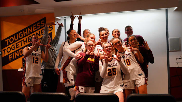 The Gophers celebrating after beating USC at home. The Gophers celebrating after beating USC at home.