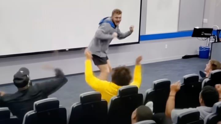 When his Lions teammates made him perform a song during his rookie season, Aidan Hutchinson did not disappoint.