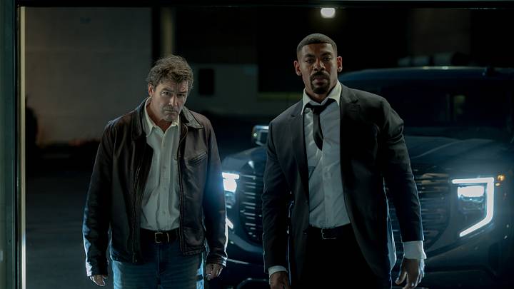 Kyle Chandler and Aaron Pierre in DC's LANTERNS Kyle Chandler and Aaron Pierre in DC's LANTERNS