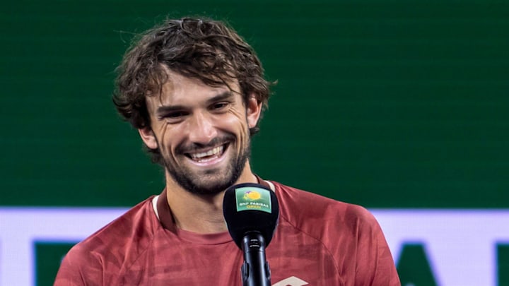 Valentin Vacherot speaks in a post-match interview