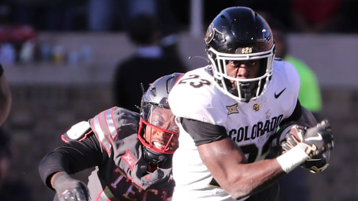 Colorado's Isaiah Augustave runs after a catch against Texas Tech in a Big 12 football game Saturday, Nov. 9, 2024, at Jones AT&T Stadium. Colorado's Isaiah Augustave runs after a catch against Texas Tech in a Big 12 football game Saturday, Nov. 9, 2024, at Jones AT&T Stadium.