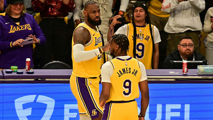 Bronny James checked into the Lakers' season opener with four minutes remaining in the first half.