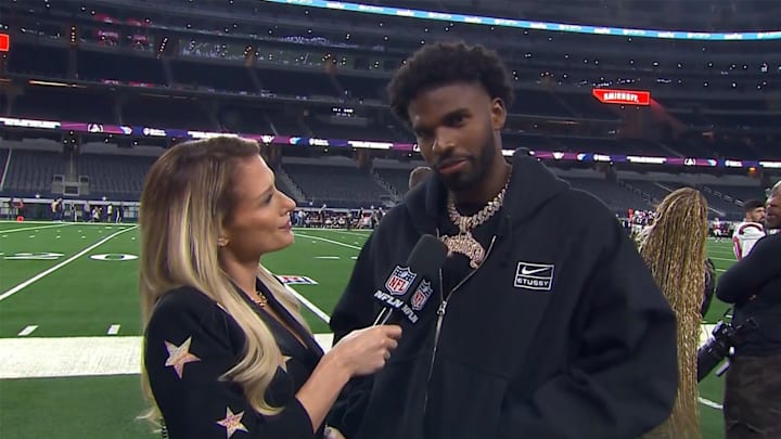 Shedeur Sanders watched the Shrine Bowl on the sidelines Thursday night.