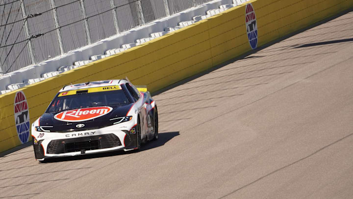 Christopher Bell (pictured) took the pole for Sunday's NASCAR Cup Series South Point 400 at Las Vegas Motor Speedway over fellow Playoff contender Tyler Reddick.