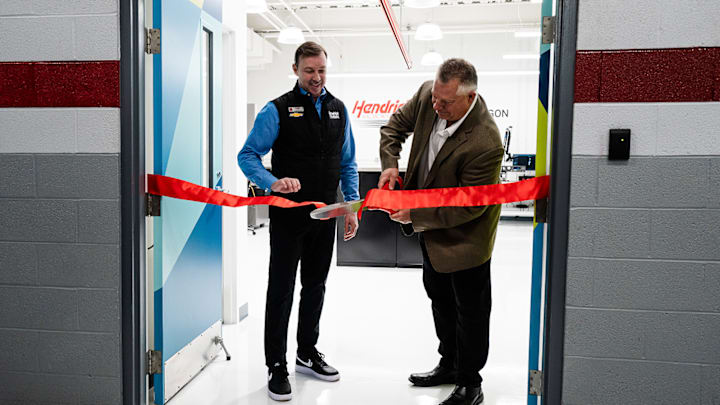 Hendrick Motorsports and Hexagon officially cut the ribbon on the new Hexagon Lab inside the Hendrick Motorsports race shop on Wednesday morning. Hendrick Motorsports and Hexagon officially cut the ribbon on the new Hexagon Lab inside the Hendrick Motorsports race shop on Wednesday morning.