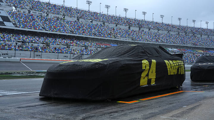 William Byron was scored the race leader when rain halted the Daytona 500 after 11 laps were completed on Sunday afternoon.