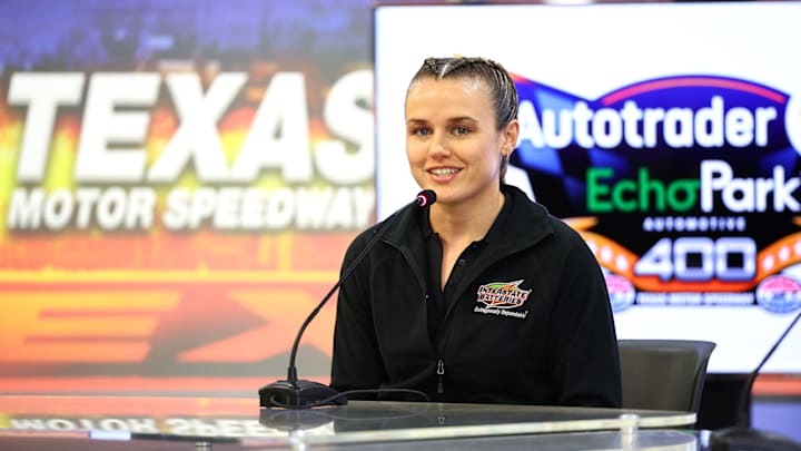 McKenna Haase during a press conference at Texas Motor Speedway. McKenna Haase during a press conference at Texas Motor Speedway.