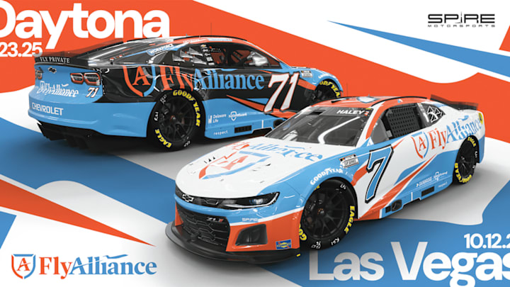 The No. 71 and No. 7 Fly Alliance Chevrolet race cars to be driven by Michael McDowell at Daytona and Justin Haley at Las Vegas. The No. 71 and No. 7 Fly Alliance Chevrolet race cars to be driven by Michael McDowell at Daytona and Justin Haley at Las Vegas.