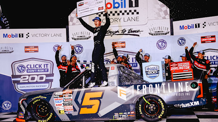 Corey Heim shocked Ross Chastain with a last-lap pass to score the win in the Buckle Up South Carolina 200 at Darlington Raceway. Corey Heim shocked Ross Chastain with a last-lap pass to score the win in the Buckle Up South Carolina 200 at Darlington Raceway.