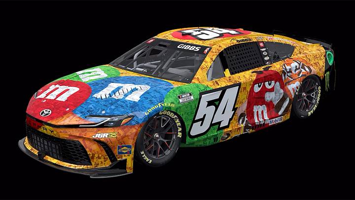 M&M's will pay special tribute to Kyle Busch with this No. 54 Joe Gibbs Racing Toyota at the Bristol Night Race. M&M's will pay special tribute to Kyle Busch with this No. 54 Joe Gibbs Racing Toyota at the Bristol Night Race.