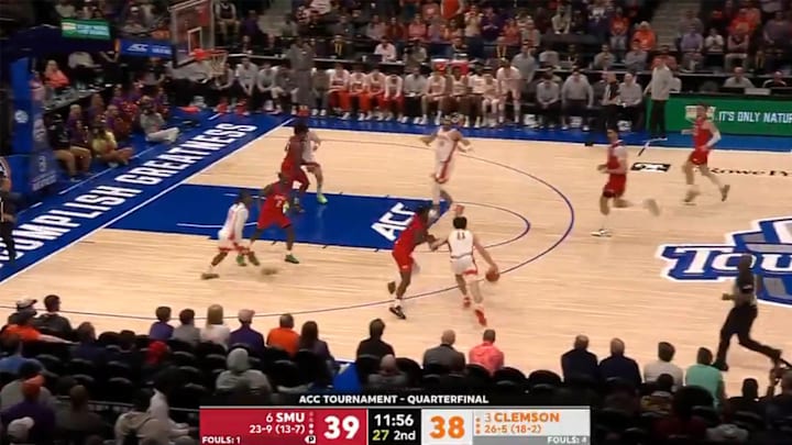 Clemson defeated SMU 57–54 in the ACC tournament on Thursday night. Clemson defeated SMU 57–54 in the ACC tournament on Thursday night.