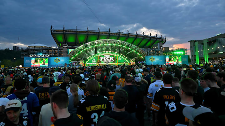A look at the NFL draft stage in Pittsburgh.