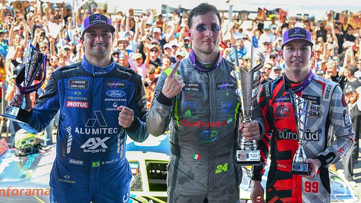 Vittorio Ghirelli (center) leads the NASCAR Euro Series V8GP standings. Vittorio Ghirelli (center) leads the NASCAR Euro Series V8GP standings.