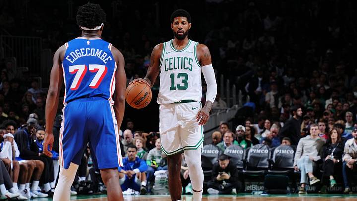 Paul George and the Celtics hosted the 76ers in the preseason on Saturday night. Paul George and the Celtics hosted the 76ers in the preseason on Saturday night.