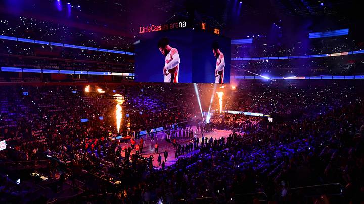 The 2026–27 NBA season began with a Tuesday matinee between the Pistons and Celtics at Little Caesars Arena.