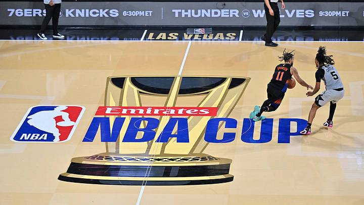 The Knicks defeated San Antonio 124–113 in Las Vegas last December to win the 2025 NBA Cup. The Knicks defeated San Antonio 124–113 in Las Vegas last December to win the 2025 NBA Cup.