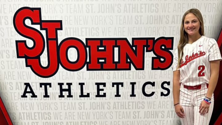St. John's softball commit Jenica Matos poses for a photo to announce her commitment.