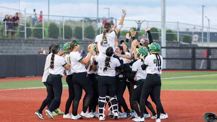 AUSL Talons celebrate a walk-off victory over the Bandits in Omaha.